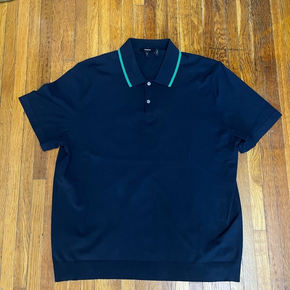 Theory brand super fine knit navy Polo XL - Picture 4 of 7